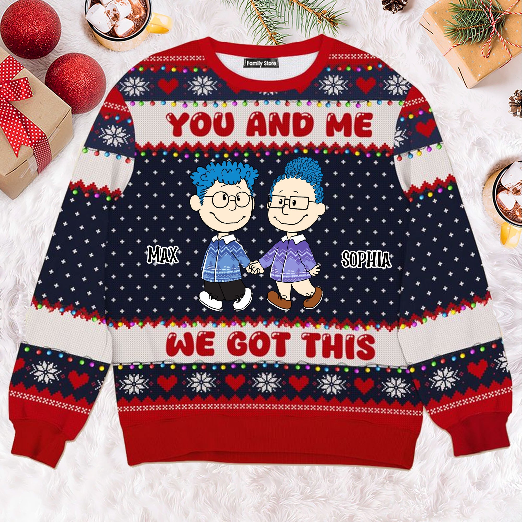 Personalized Ugly Sweatshirt for Couples - You & Me Gift for Anniversary
