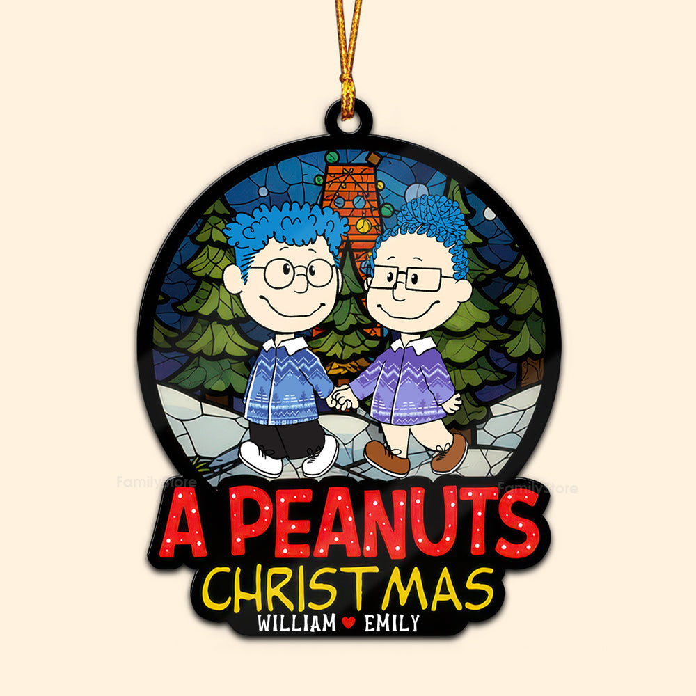 Personalized Wood Christmas Ornament Couples Gift - Peanuts Theme
