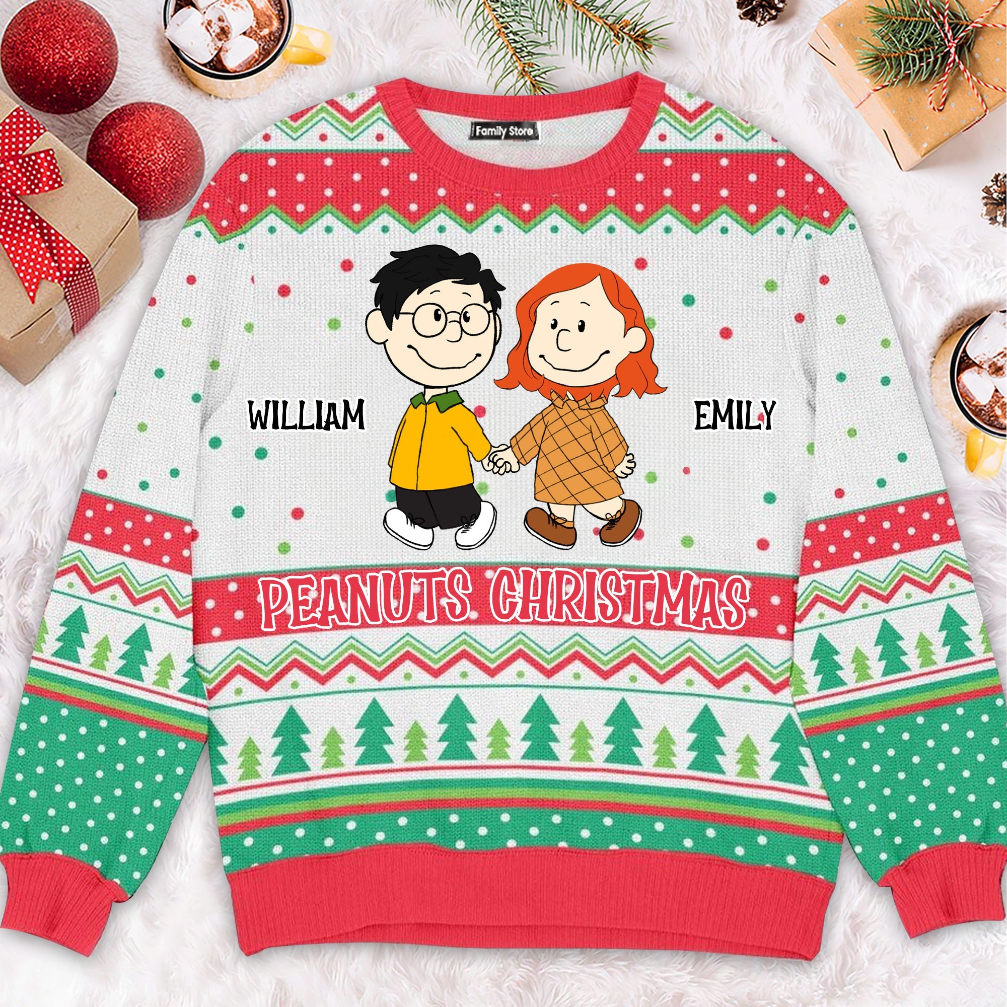 Personalized Peanuts Christmas Sweatshirt Custom Couple Gift