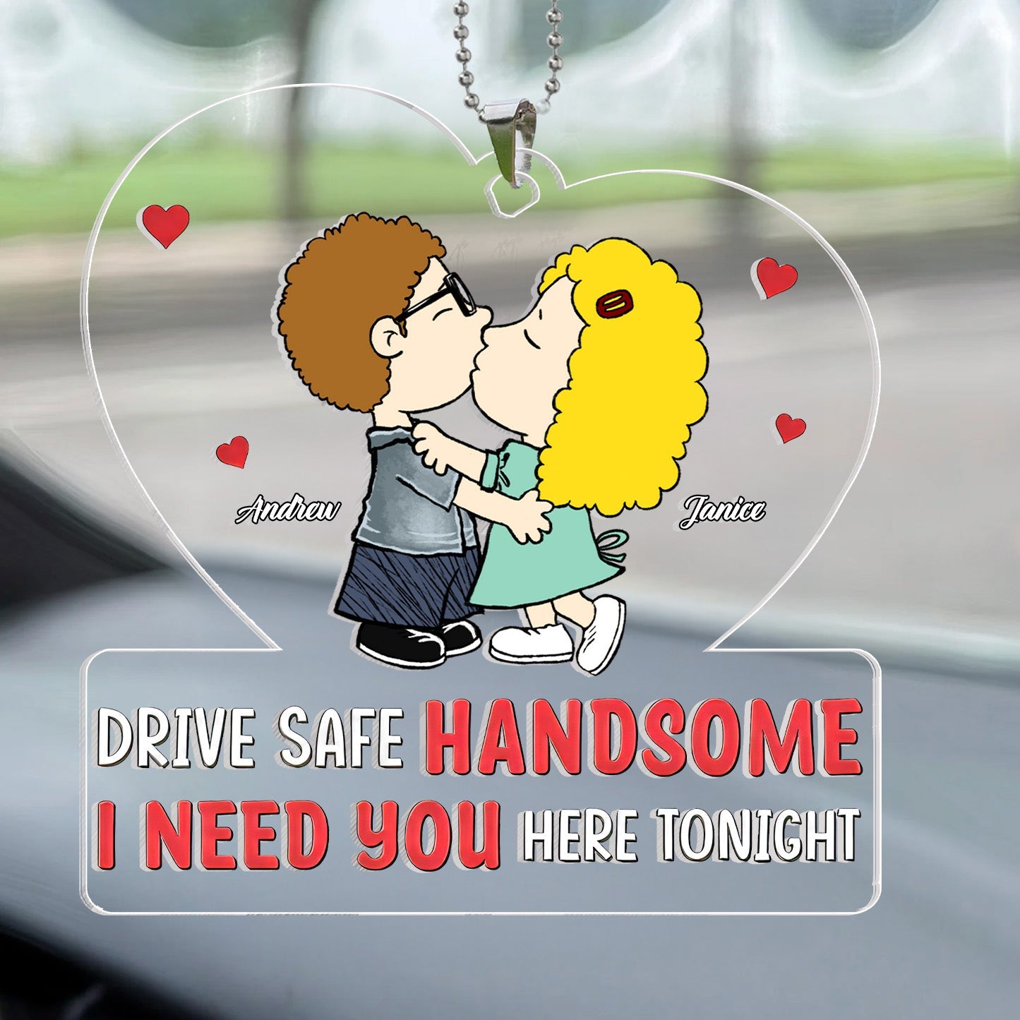 Personalized Acrylic Car Ornament for Couples | Sweet Love Gift