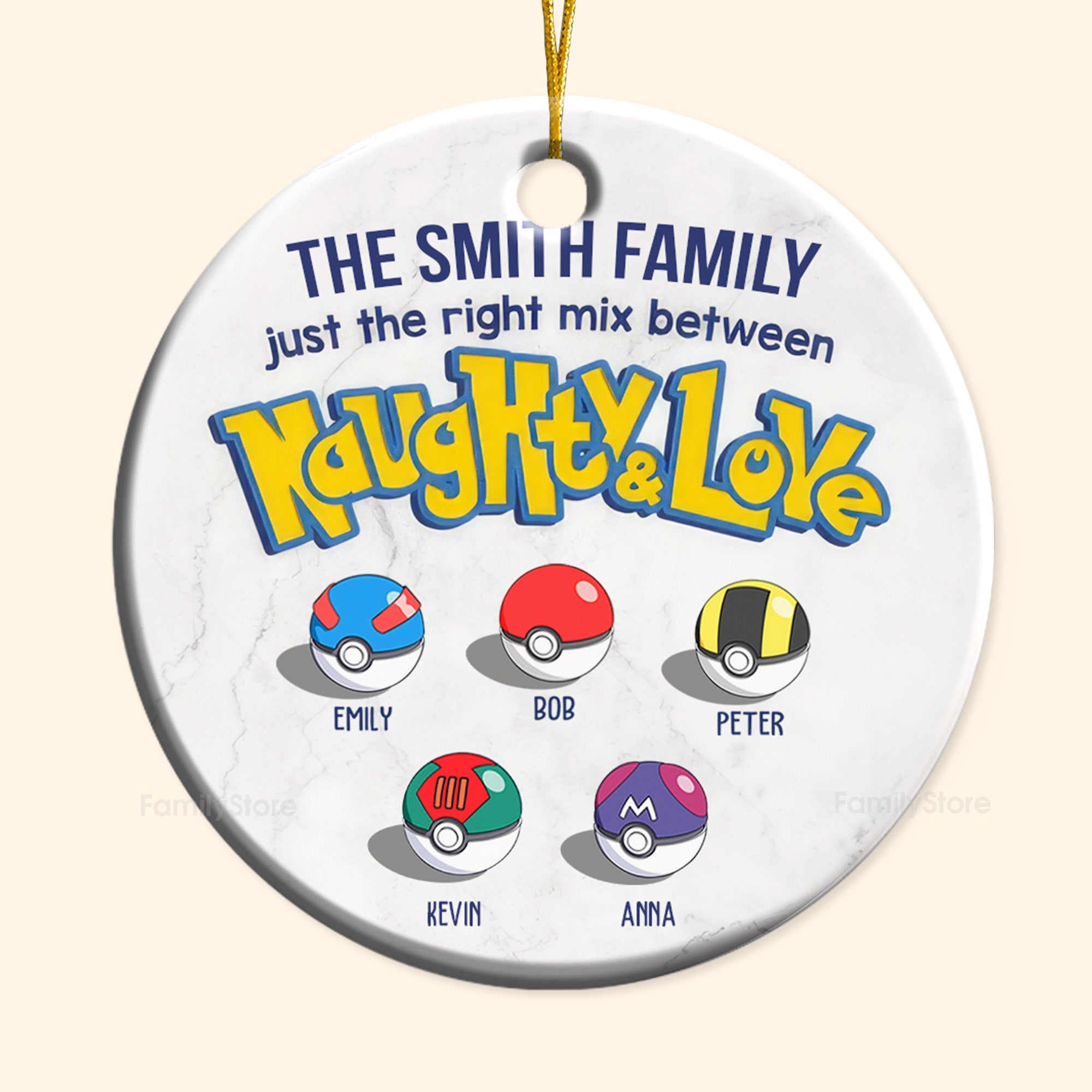 Personalized Ceramic Family Ornament Just the Right Mix of Naughty and Love Gift