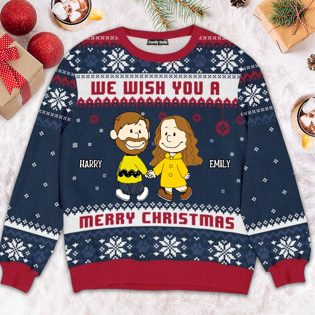Personalized Ugly Christmas Sweater for Couples - Custom Name Gift