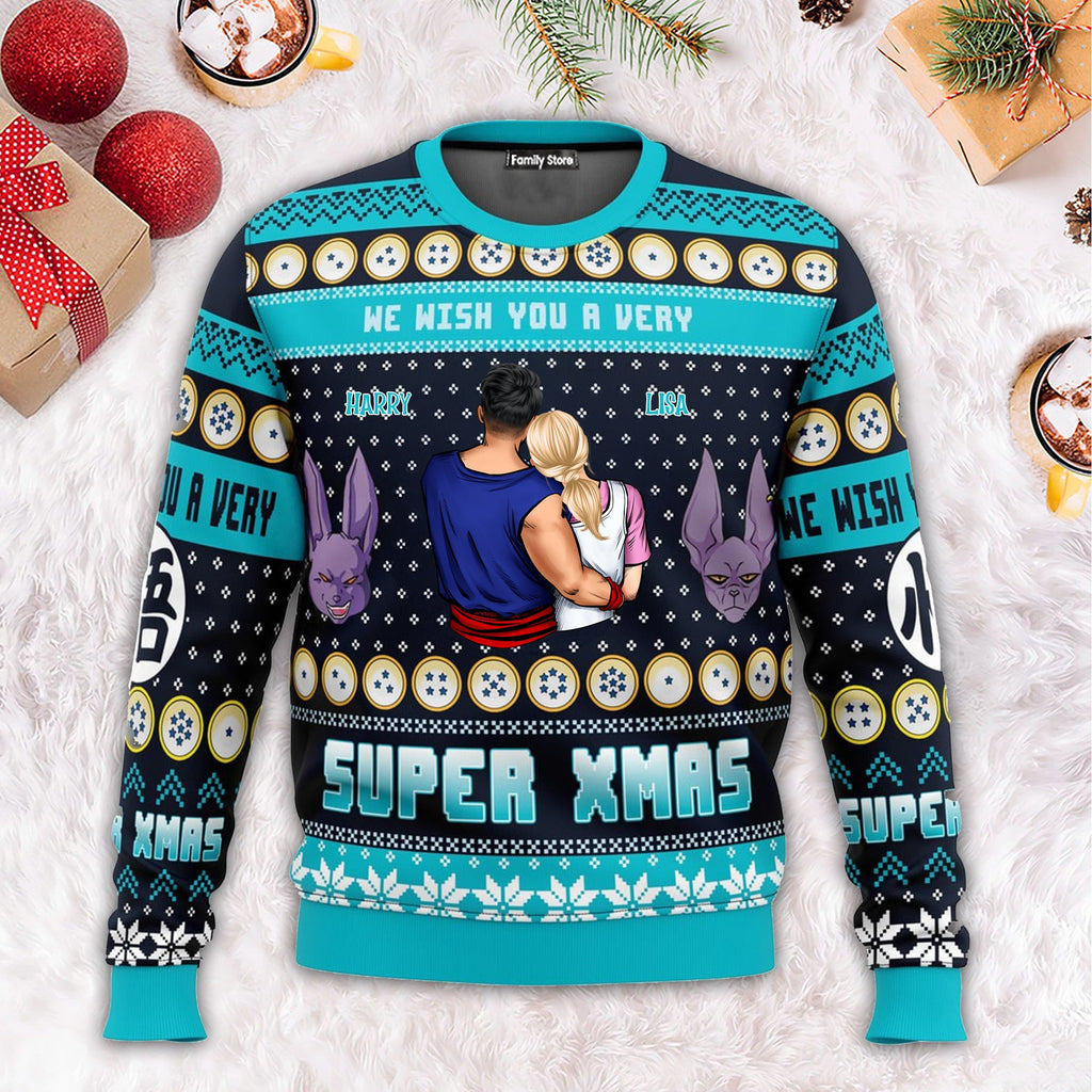 Personalized Ugly Sweater Custom Name Gift for Couples Christmas