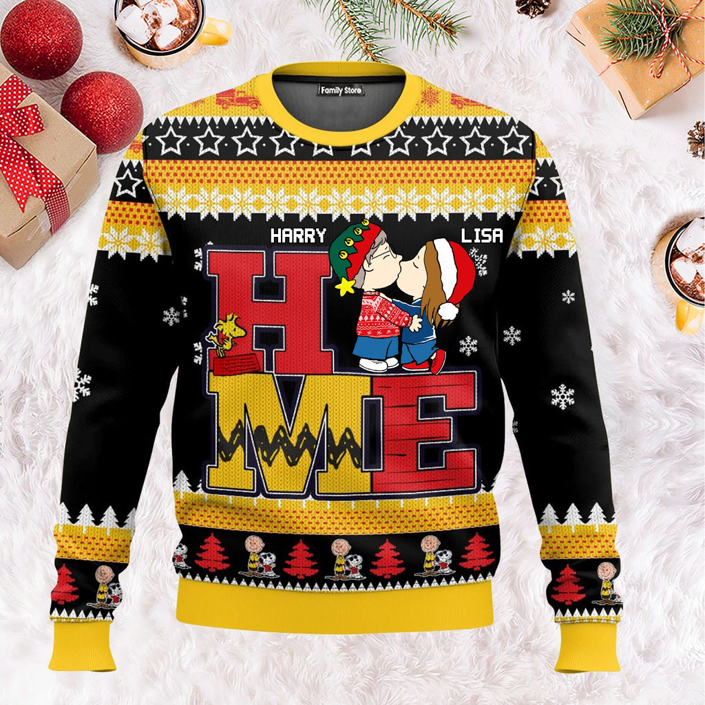Personalized Ugly Sweater Custom Name Gift for Couple Holiday
