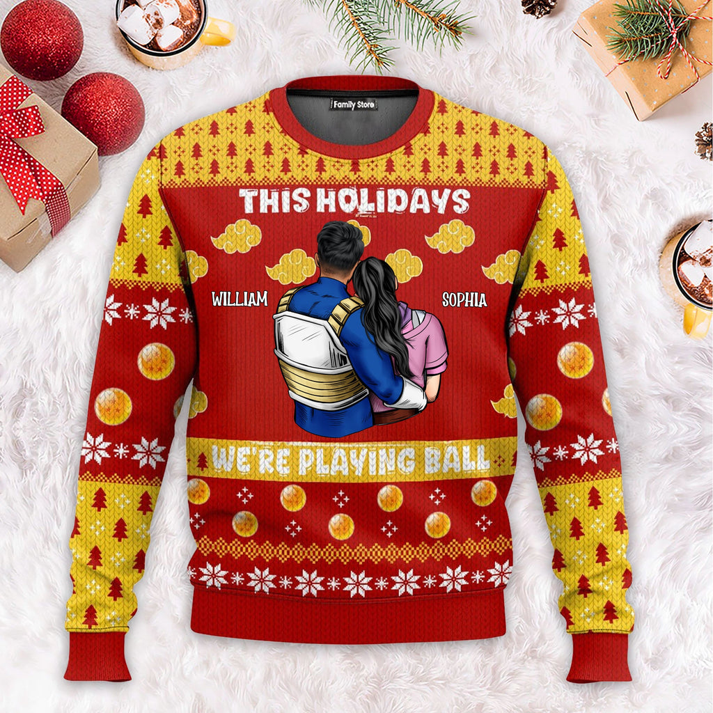 Personalized Ugly Sweater for Couples Custom Names Holiday Gift