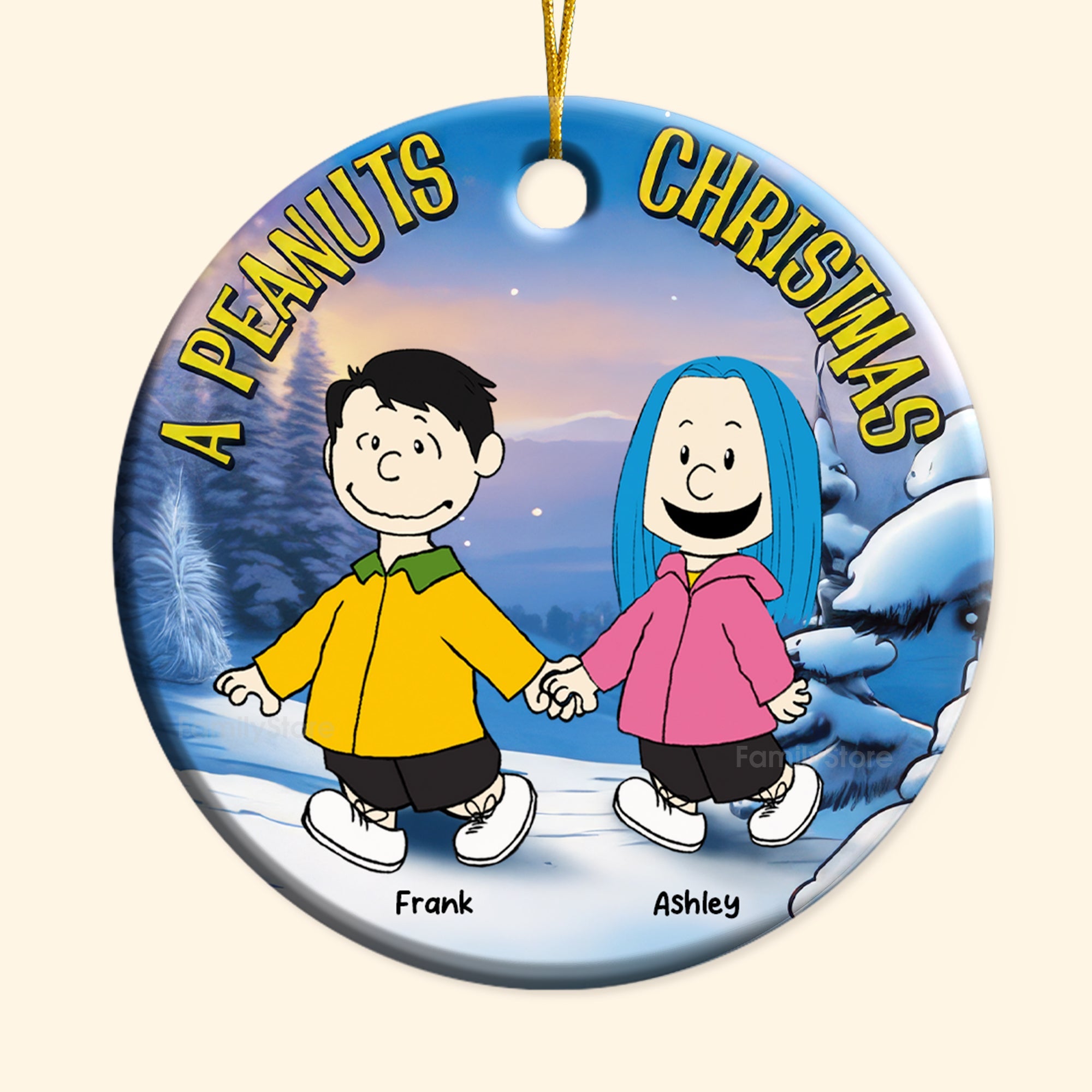 Personalized Peanuts Christmas Ornament Gift for Couple