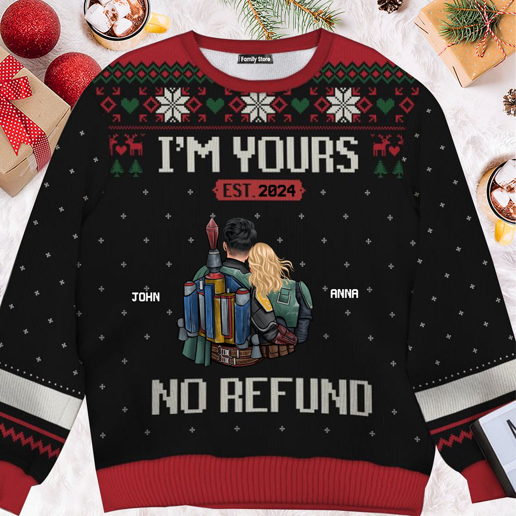 Personalized Ugly Sweater with Names Custom Gift for Couple Anniversary