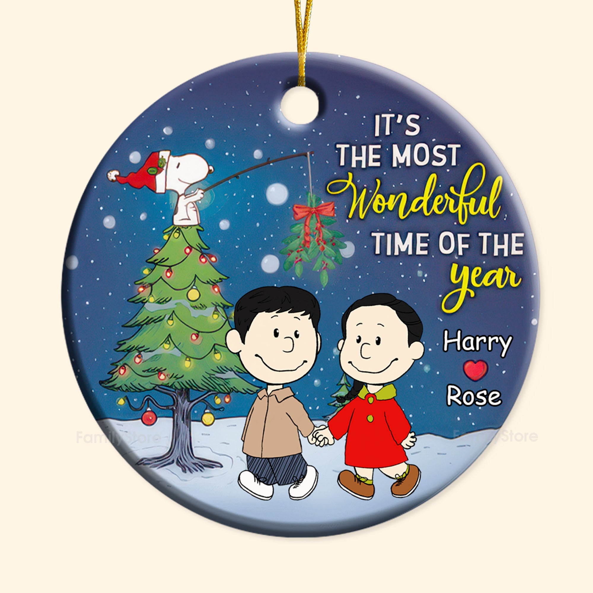 Personalized Peanut Under The Mistletoe Ornament Gift for Couple