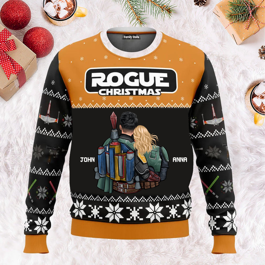 Personalized Rogue Christmas Ugly Sweater Gift for Couple