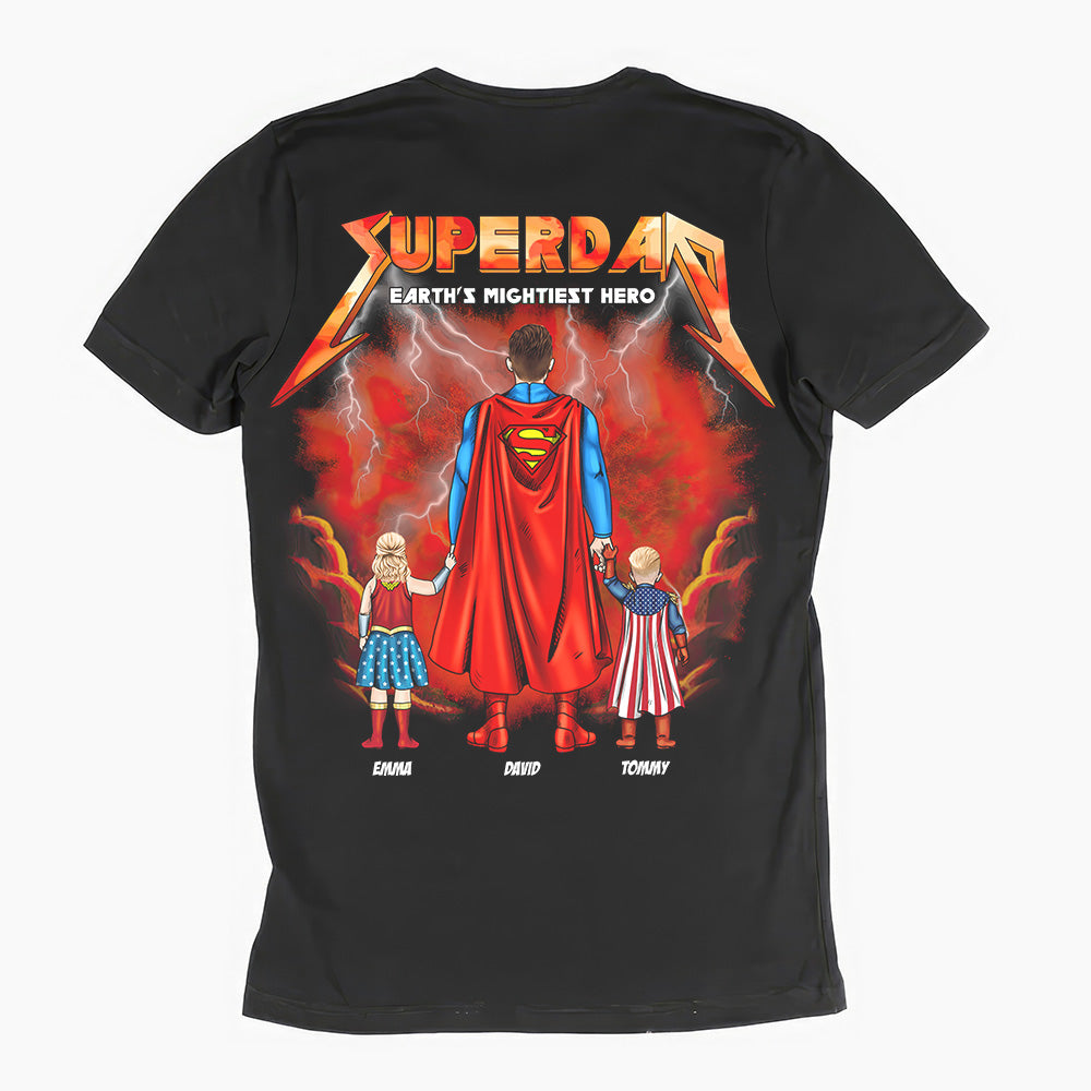 Personalized Super Dad T-Shirt Custom Name Gift for Him