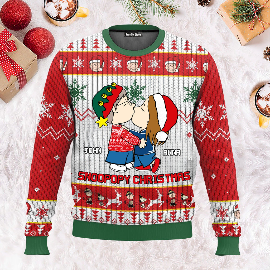 Personalized Snoopopy Christmas Ugly Sweatshirt for Couples