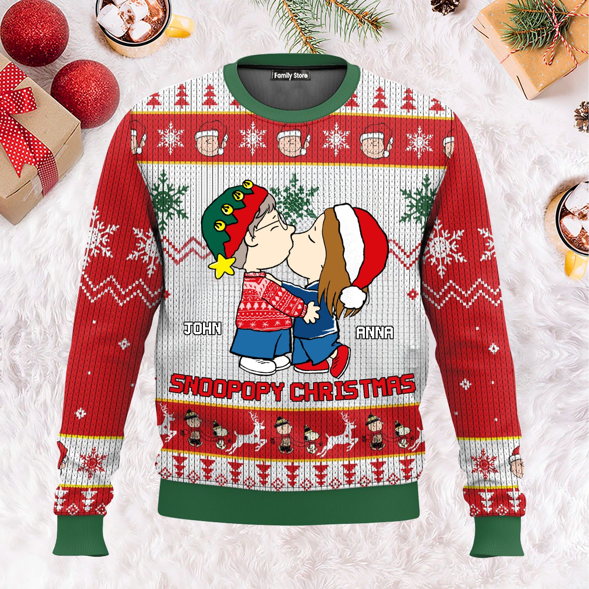 Personalized Snoopopy Christmas Ugly Sweatshirt for Couples