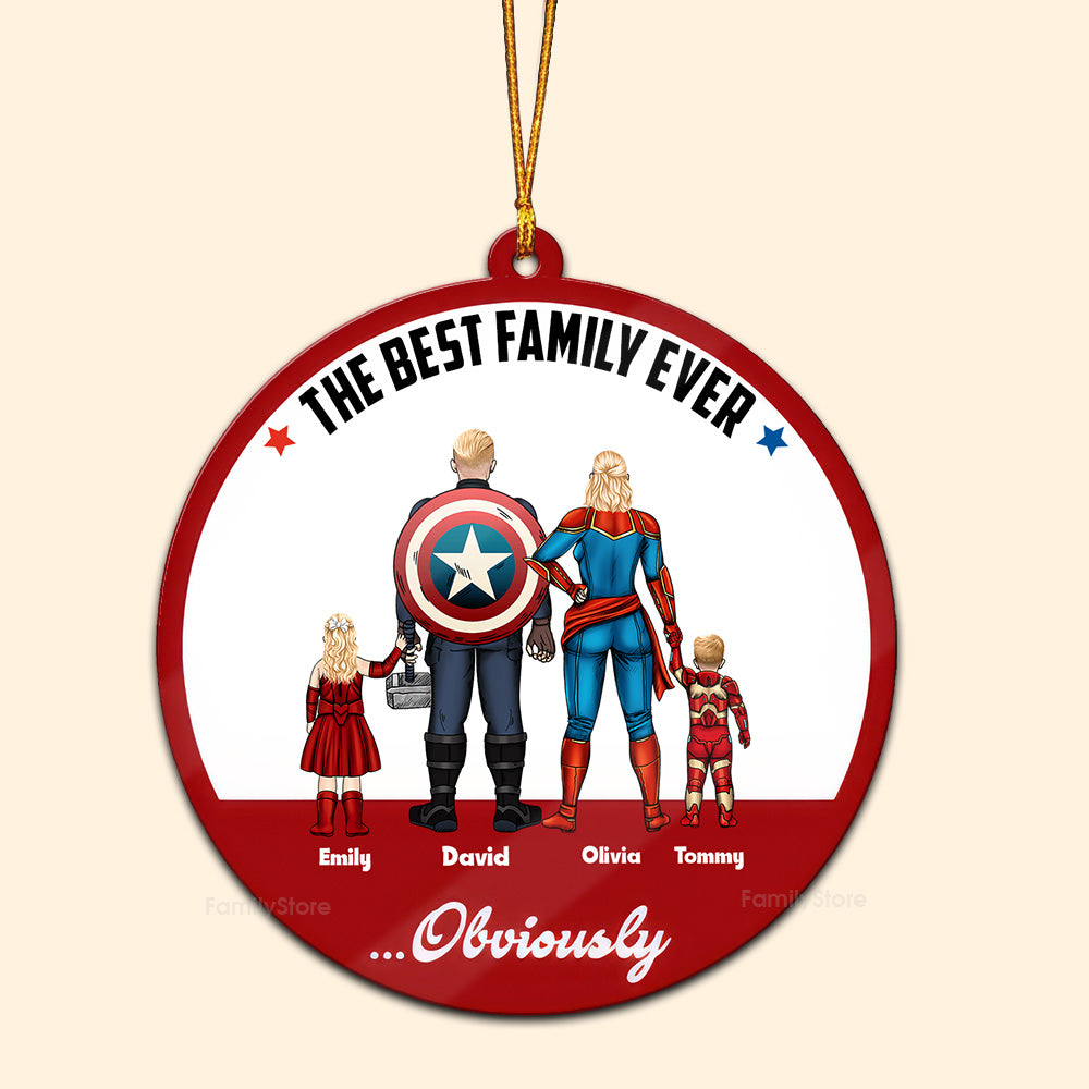 Personalized Superhero Family Wood Ornament Gift for Family