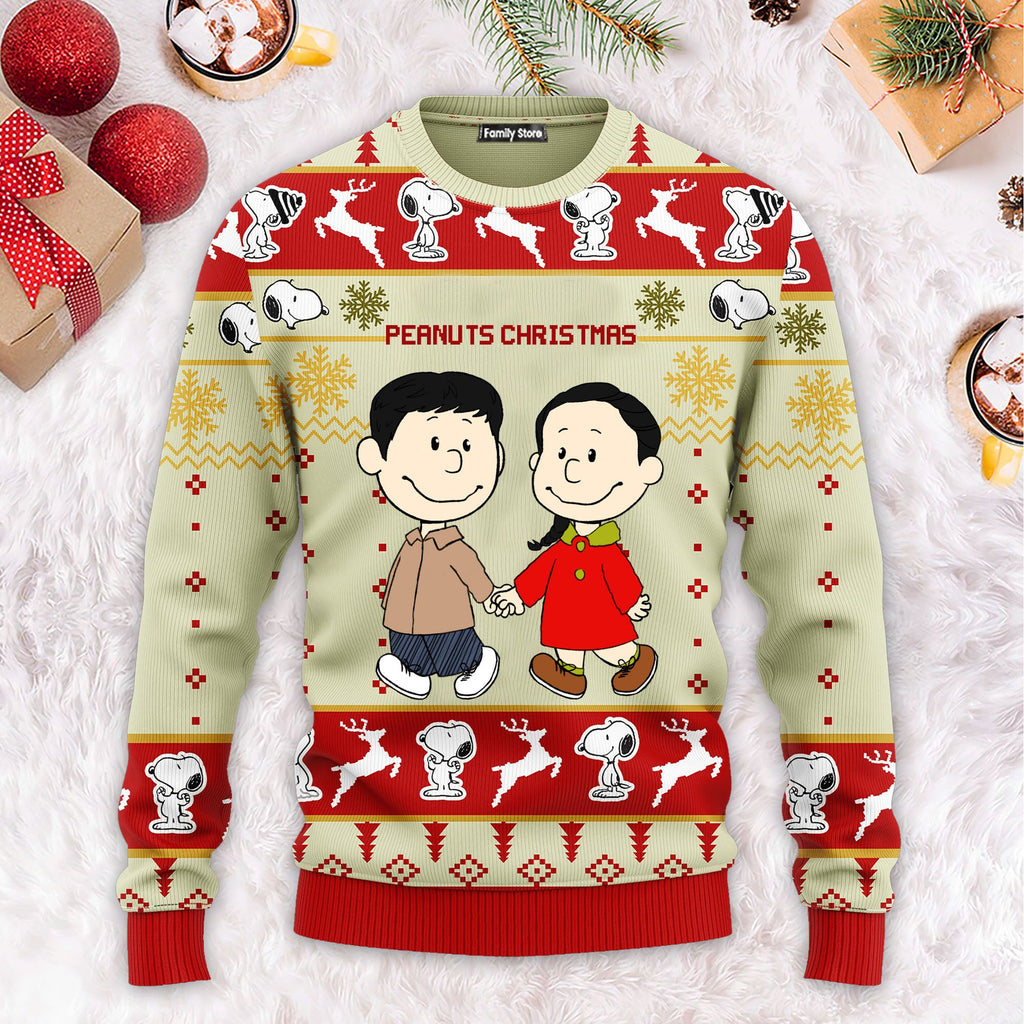 Personalized Peanuts Christmas Ugly Sweater for Couples Gift