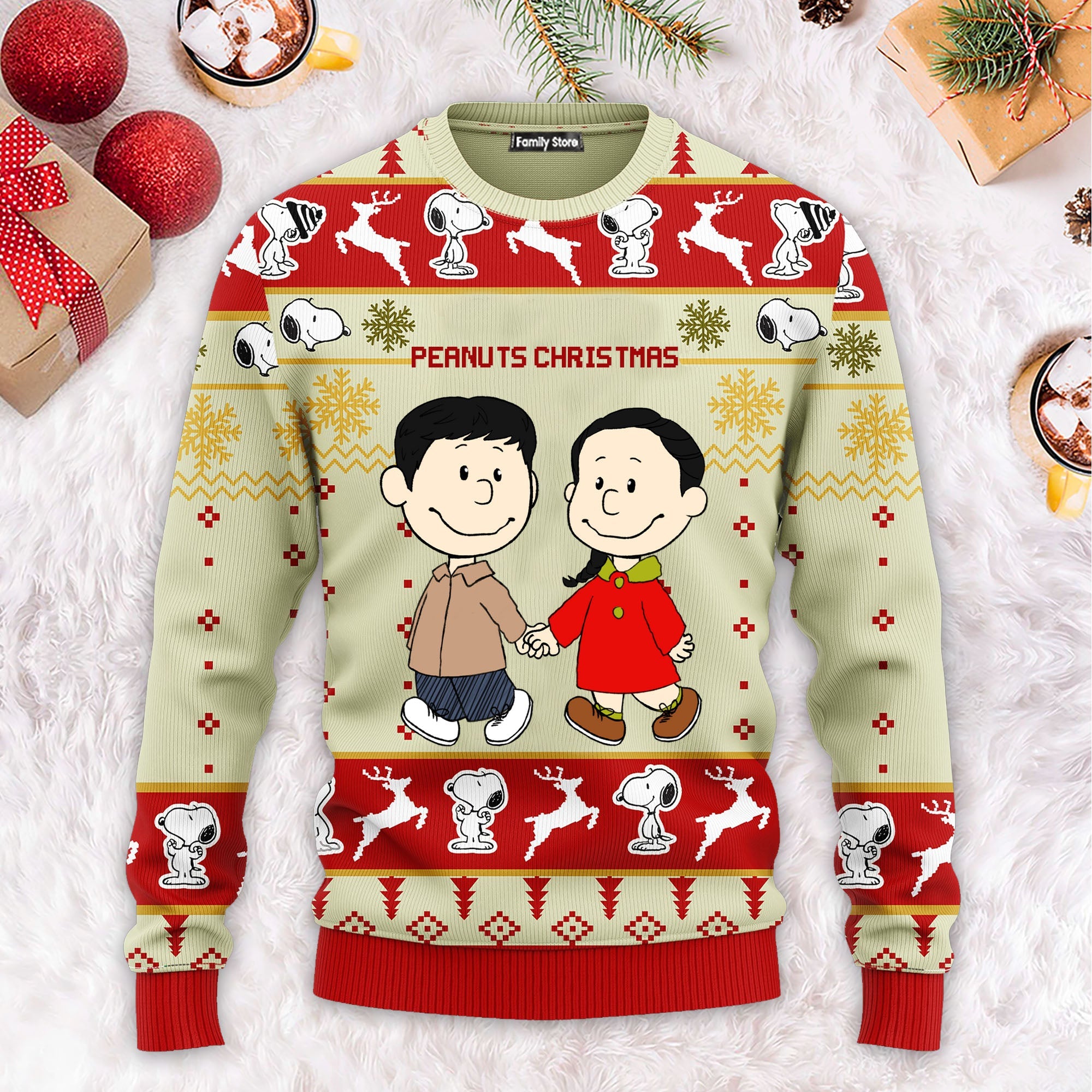Personalized Peanuts Christmas Ugly Sweater for Couples Gift