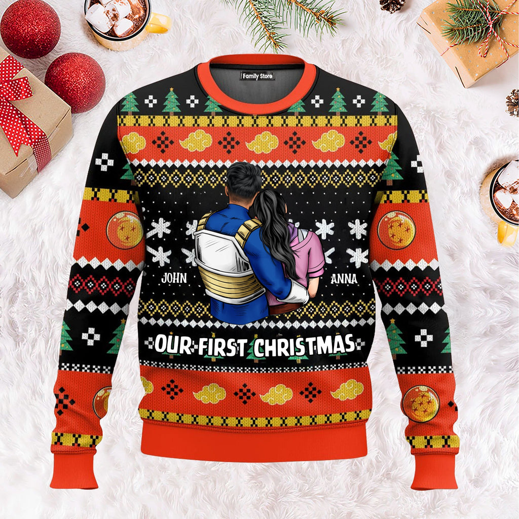 Personalized Ugly Sweater For Couples - Custom Name Holiday Gift