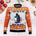 Personalized I Love You To The Moon And Back Ugly Sweater Gift for Couples