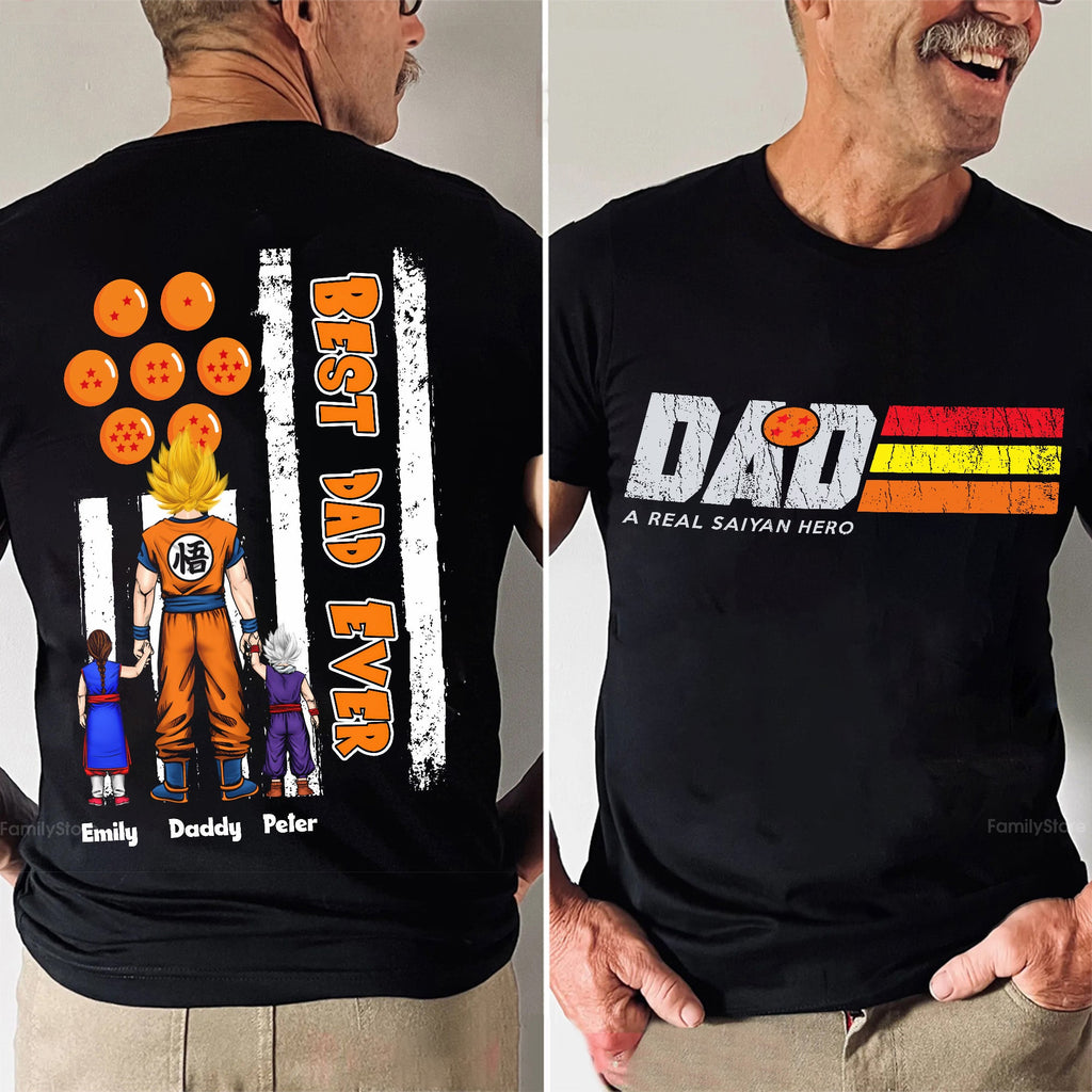 Personalized Dad T-Shirt with Saiyan Design - Gift for Dad