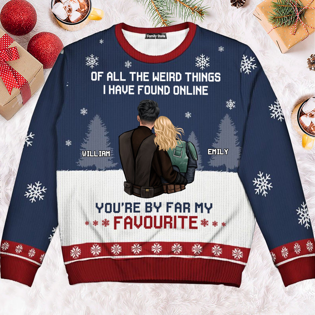 Personalized Ugly Sweater for Couples | Custom Name Gift for Anniversary
