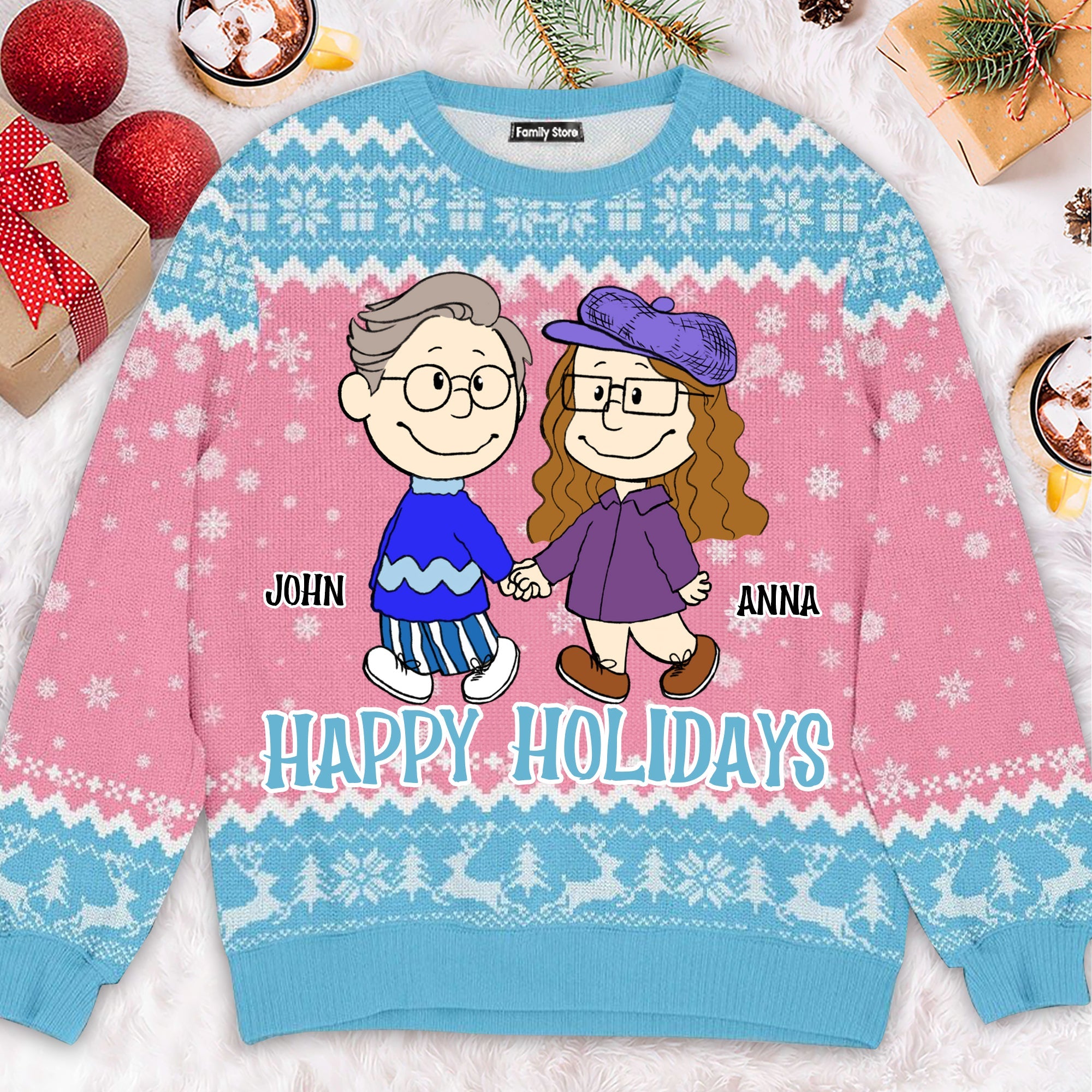 Personalized Ugly Holiday Sweater for Couples Fun Gift