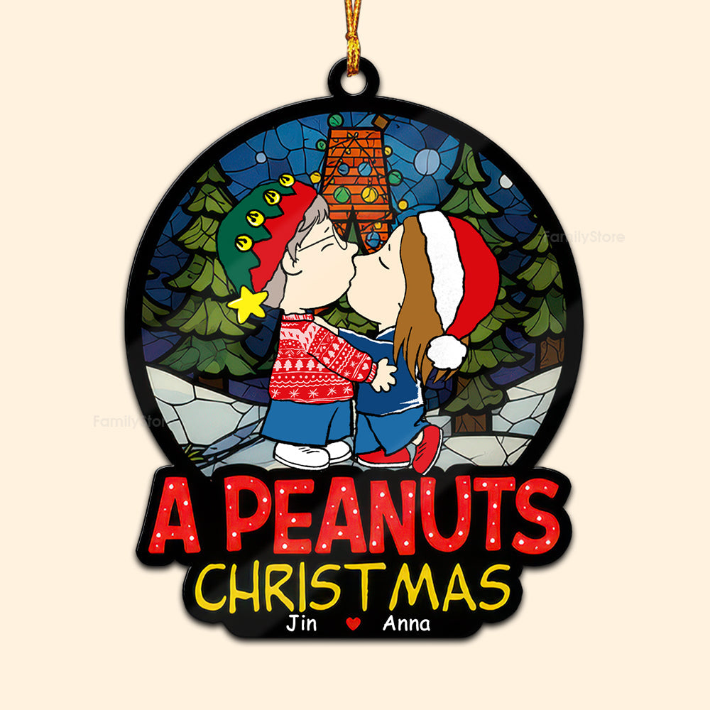 Personalized Wood Christmas Ornament for Couples - Custom Name Gift Idea