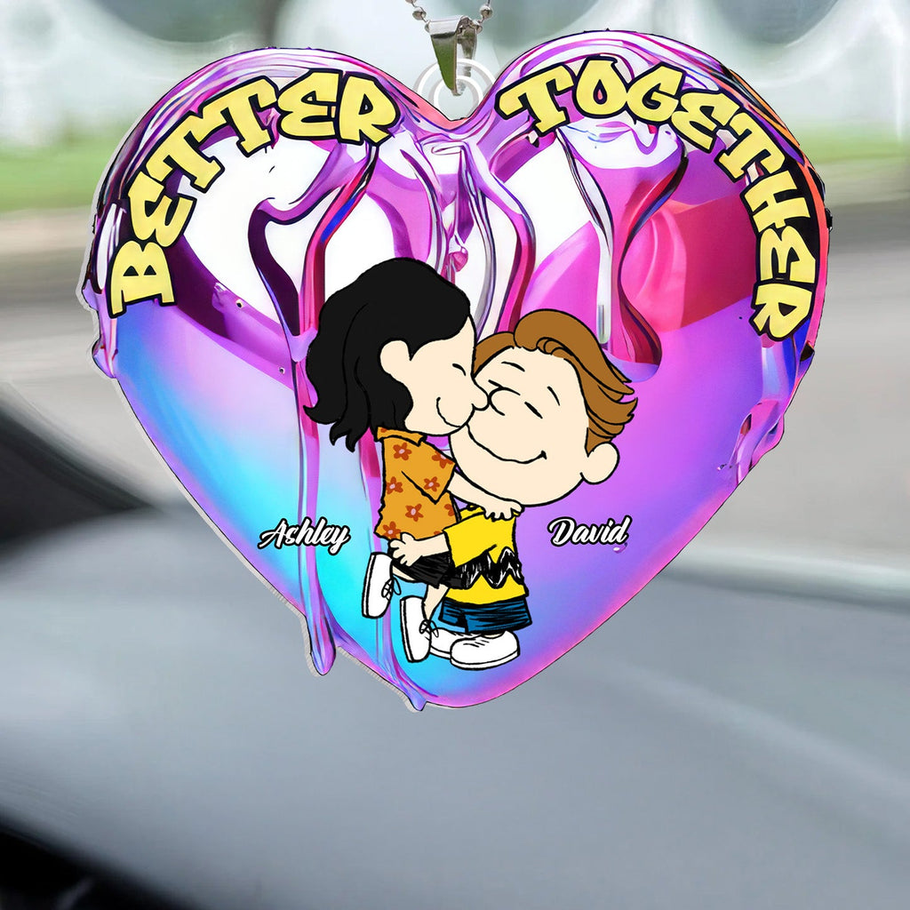 Personalized Better Together Heart Car Ornament Custom Name Gift for Couple