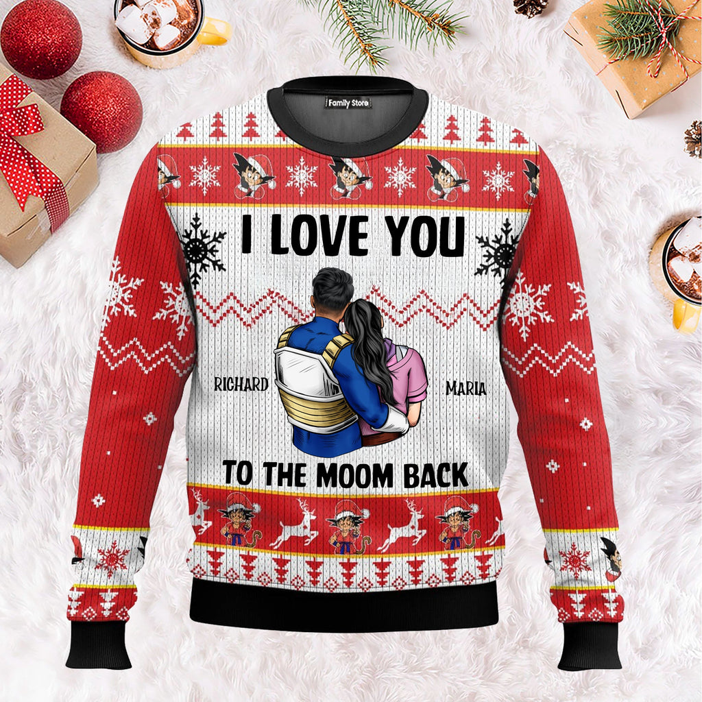 Personalized I Love You To The Moon And Back Ugly Sweater Gift for Couples