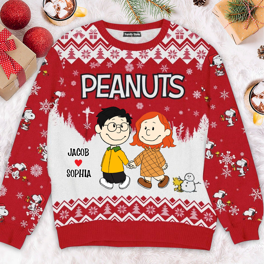 Personalized Peanuts Christmas Ugly Sweater Gift for Couple