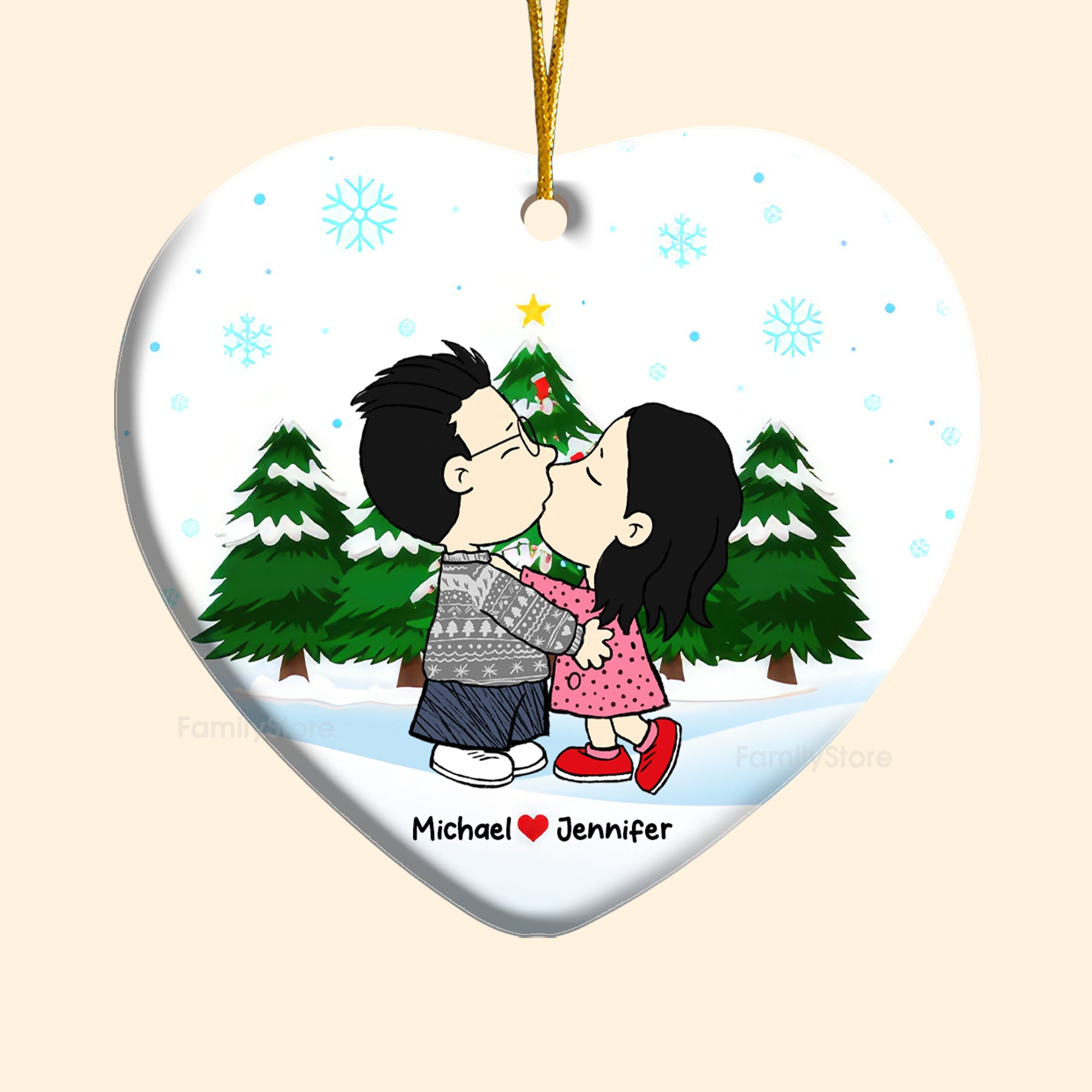 Personalized Ceramic Ornament for Couples - Christmas Gift