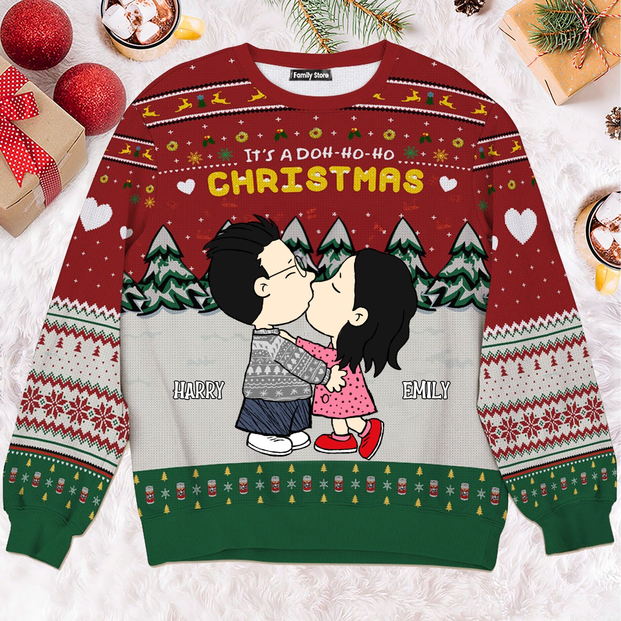 Personalized Ugly Christmas Sweater for Couples | Custom Names