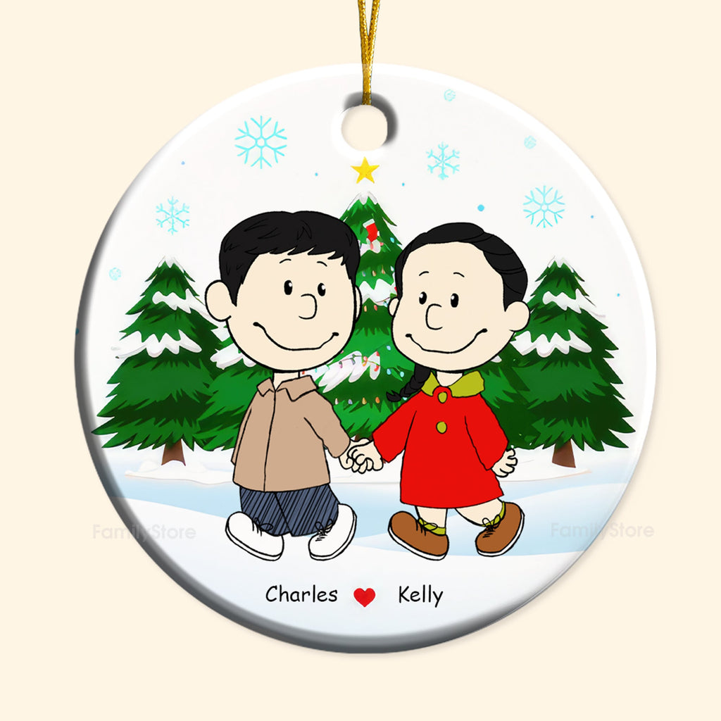 Personalized Ceramic Couple Ornament Hand in Hand Christmas Gift