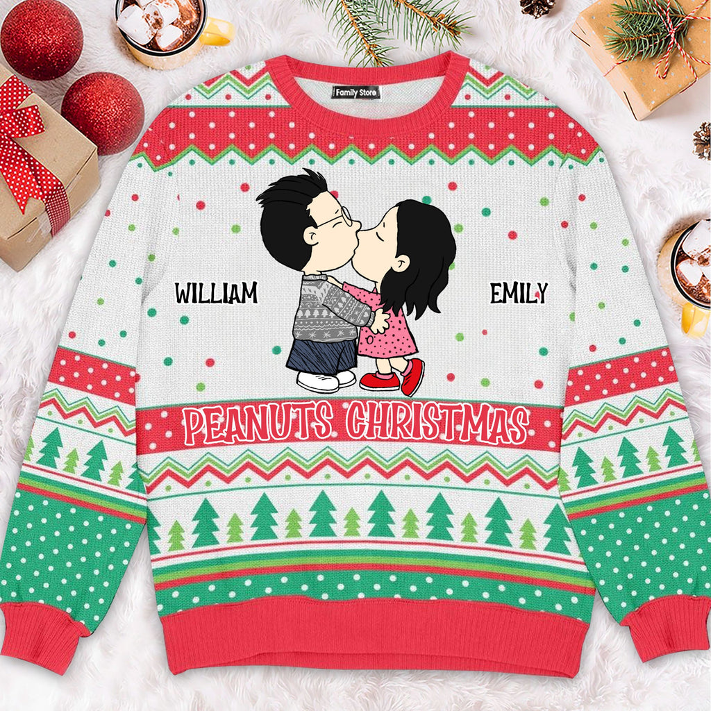 Personalized Peanuts Christmas Ugly Sweater Custom Name Gift for Couple