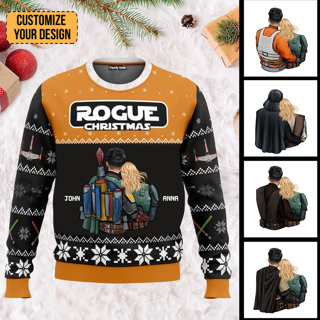 Personalized Rogue Christmas Ugly Sweater Gift for Couple