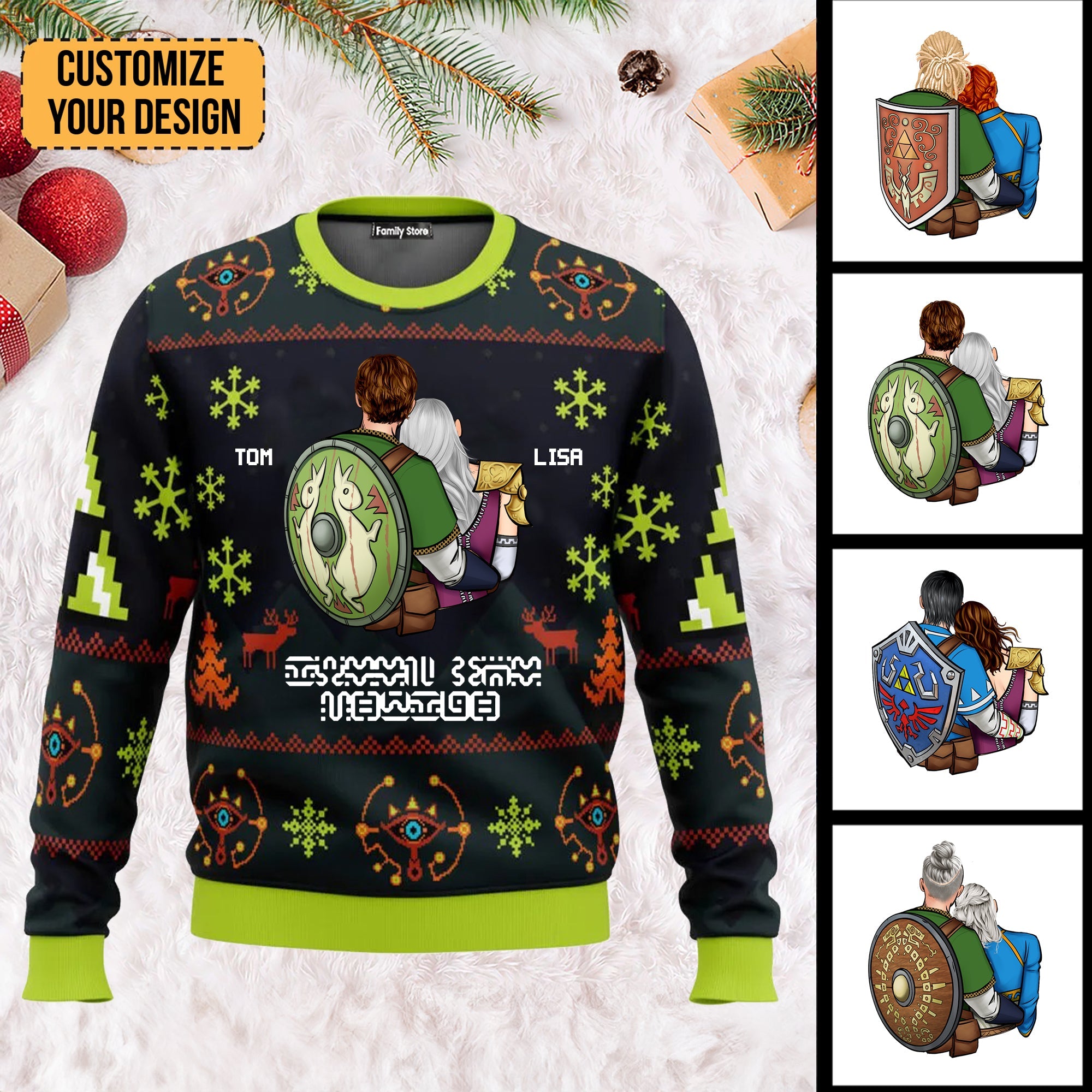 Personalized Sheikah Zelda Ugly Sweatshirt for Couples Gift