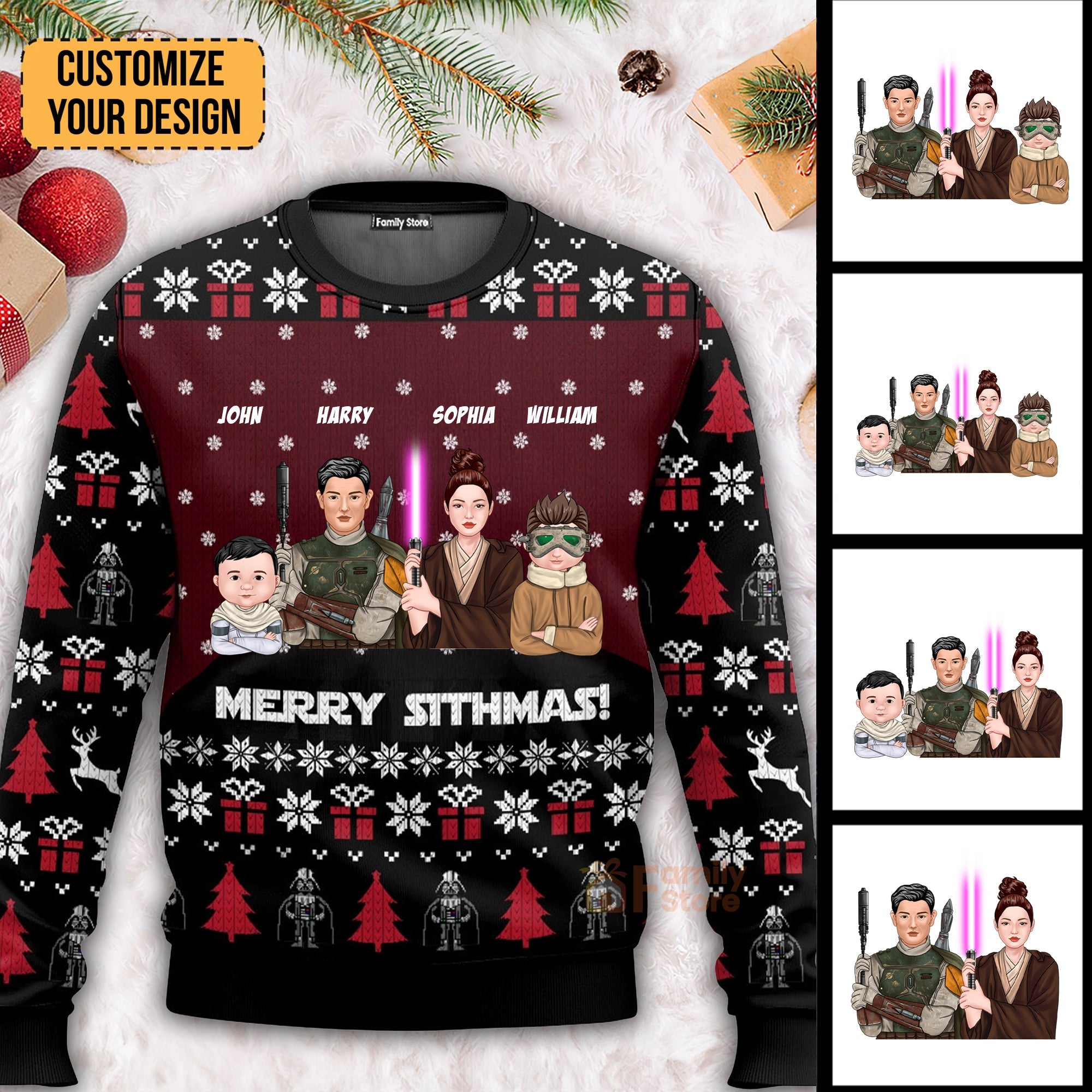 Personalized Ugly Sweater Merry Sithmas Gift for Family