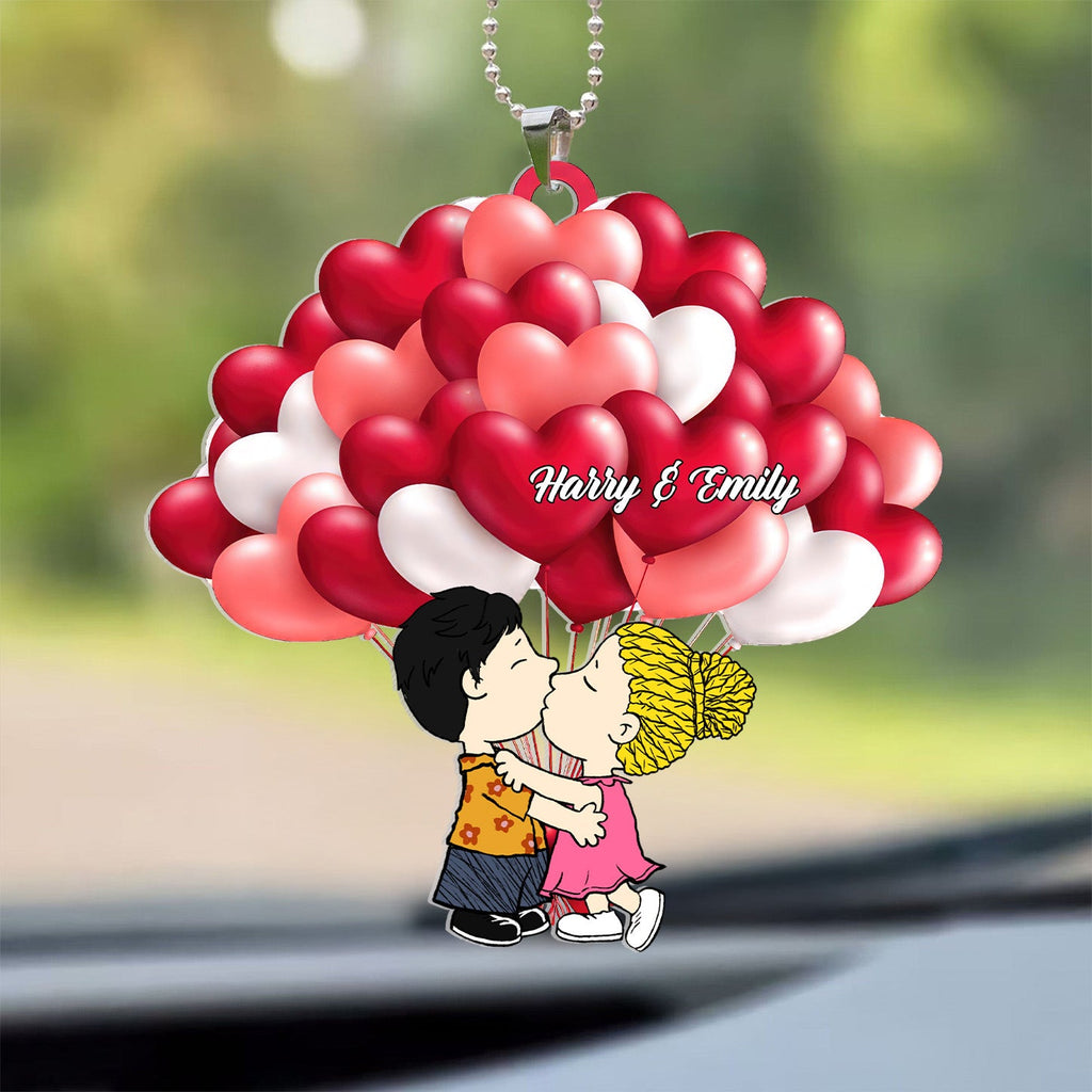 Personalized Love Balloon Peanut Car Ornament for Couples Gift