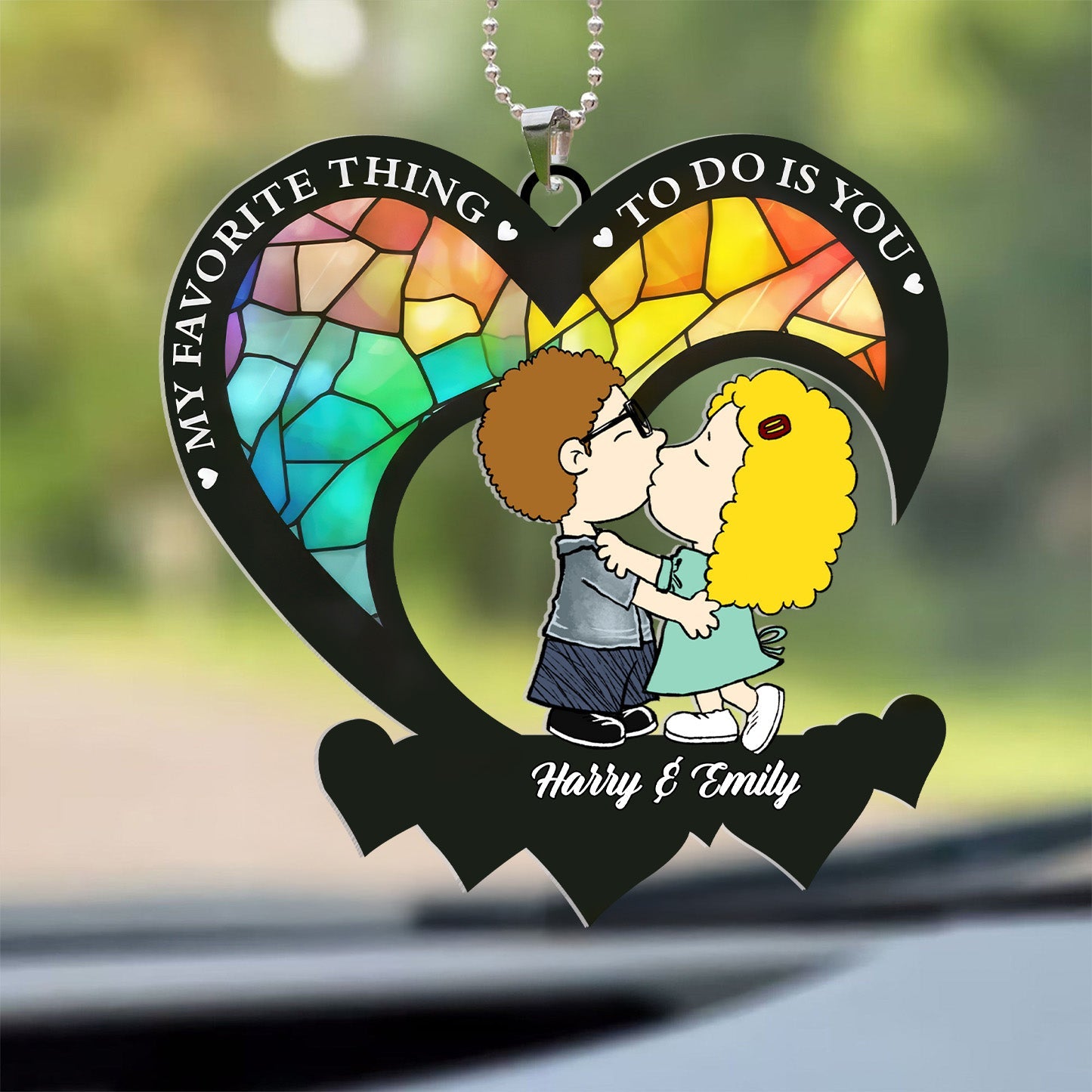 Personalized Acrylic Car Ornament Unique Gift for Couple