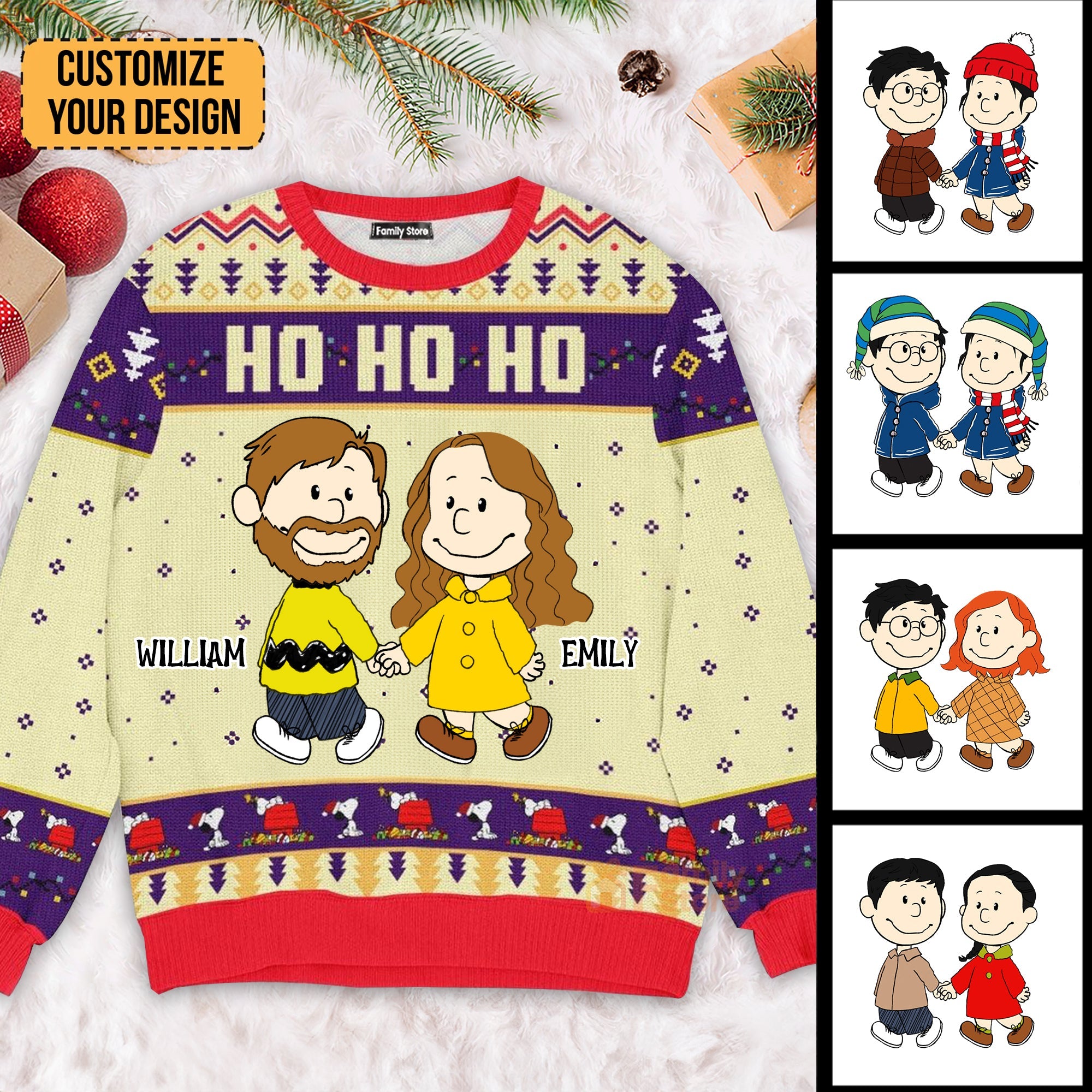 Personalized Ugly Christmas Sweater Gift for Couple | Customize Design