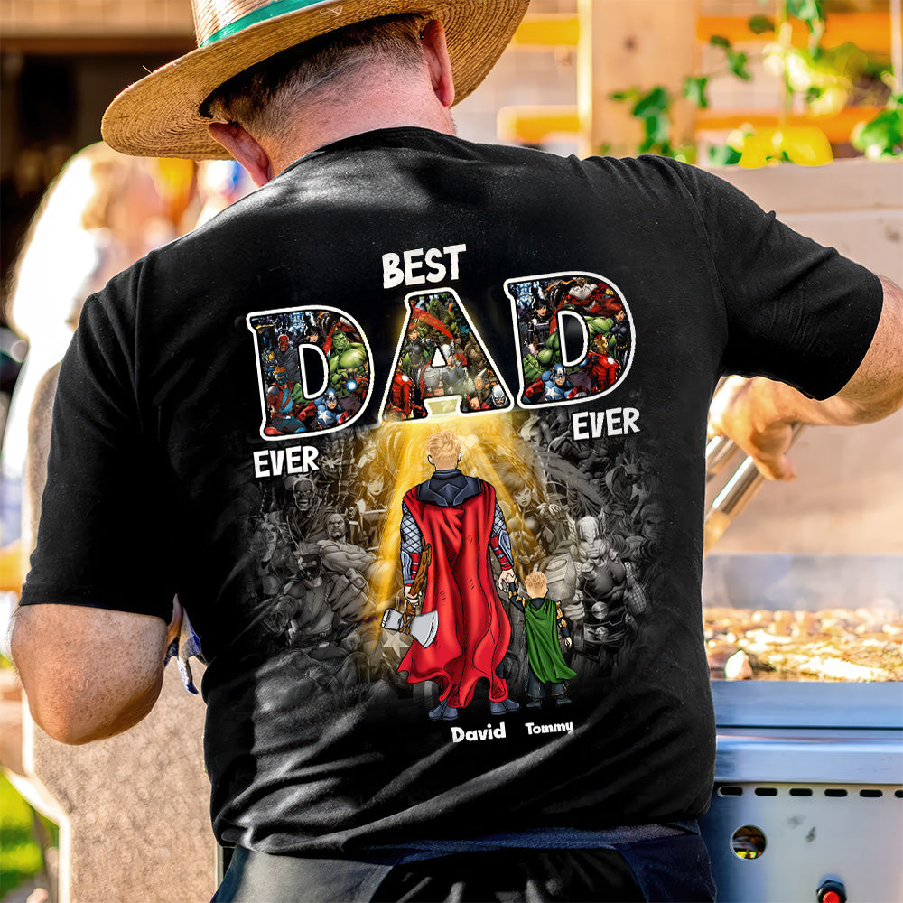 Personalized Super Hero Best Dad Ever T-Shirt Gift for Dad