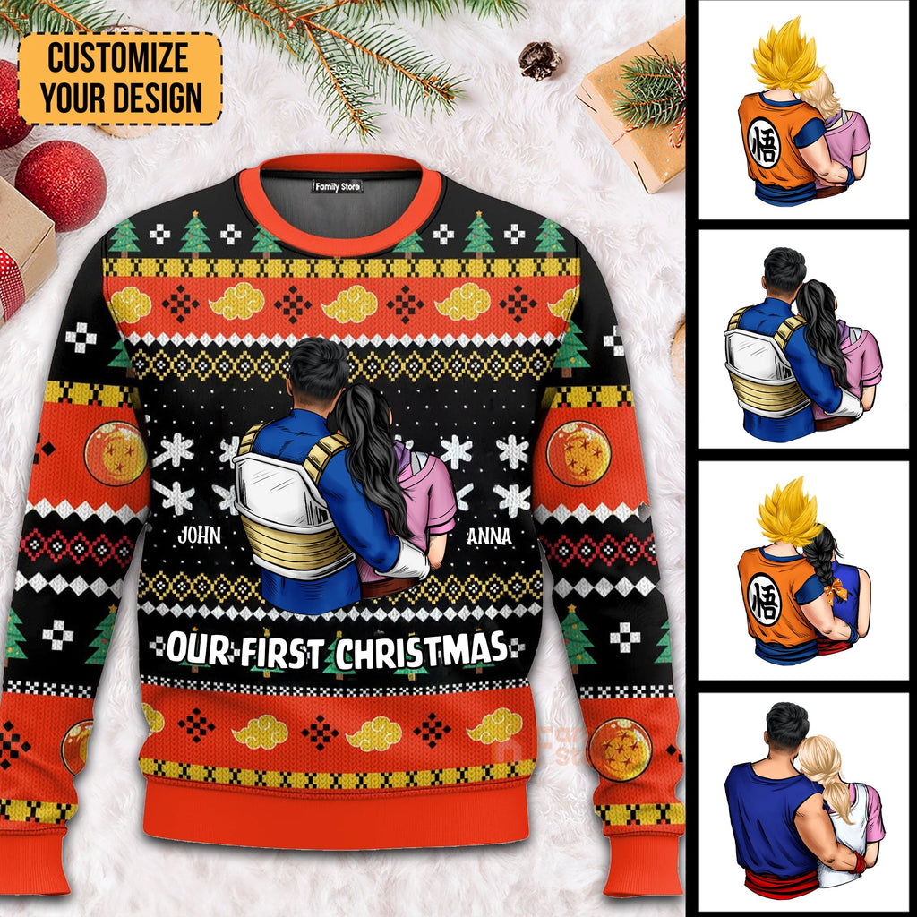 Personalized Ugly Sweater For Couples - Custom Name Holiday Gift