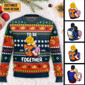 Personalized Cartoon Couple Ugly Sweater Custom Name Gift
