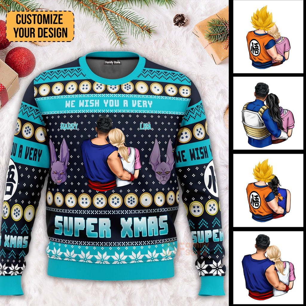 Personalized Ugly Sweater Custom Name Gift for Couples Christmas