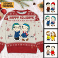 Personalized Peanut Happy Holidays Ugly Sweater for Couples Gift