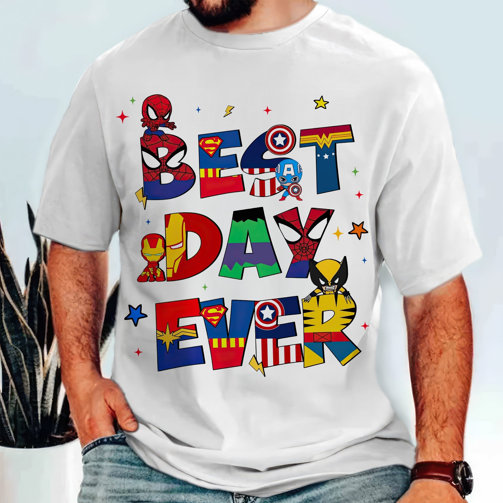 Personalized Super Hero Best Dad Ever Shirt Gift for Dad