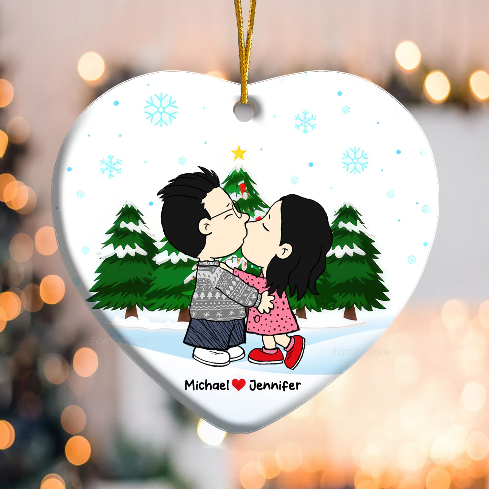 Personalized Ceramic Ornament for Couples - Christmas Gift