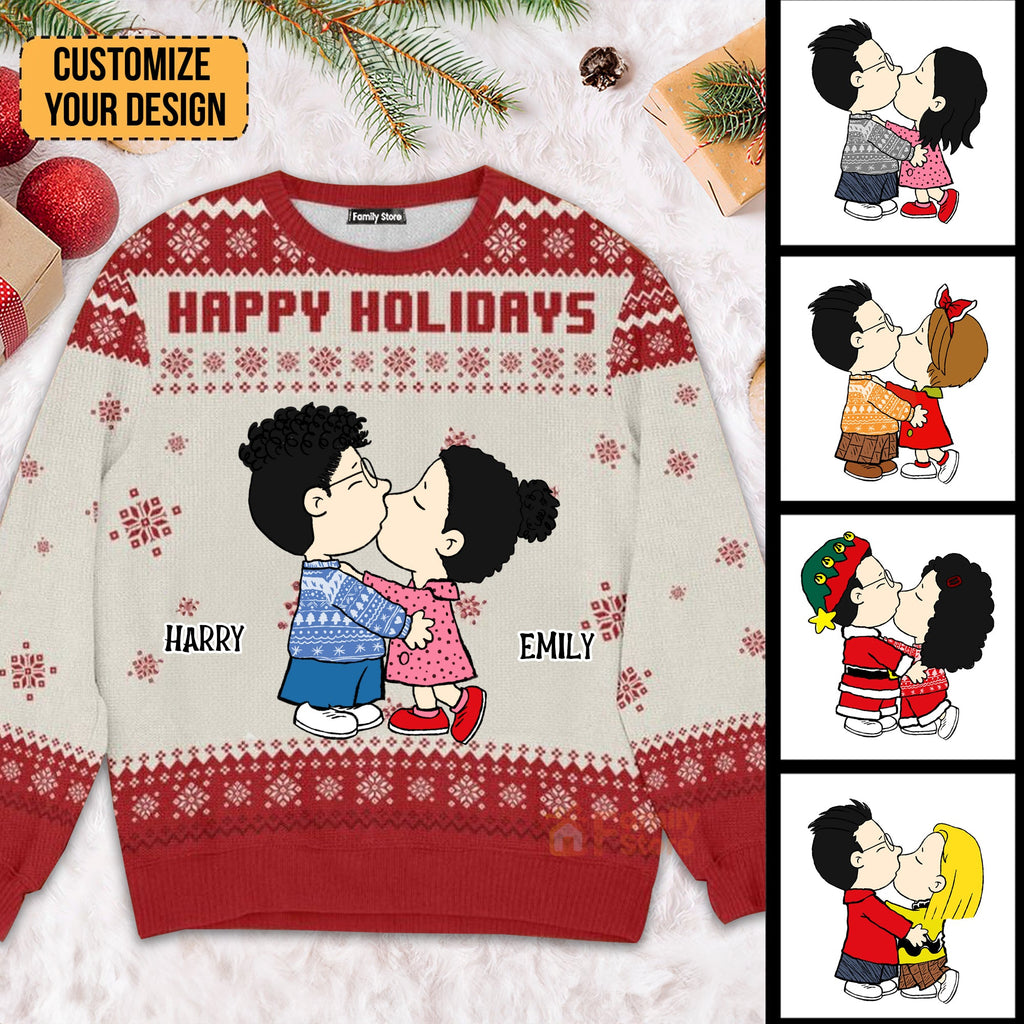 Personalized Peanuts Ugly Sweater Holiday Gift for Couples