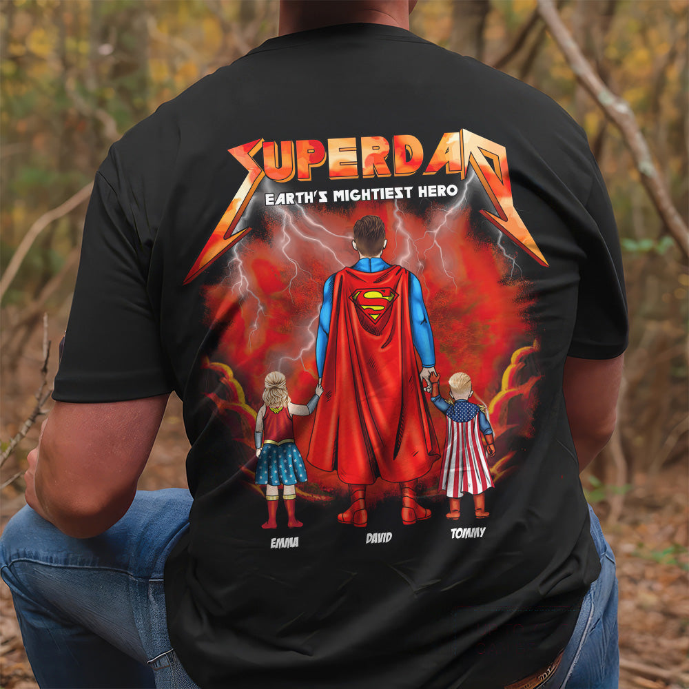 Personalized Super Dad T-Shirt Custom Name Gift for Him