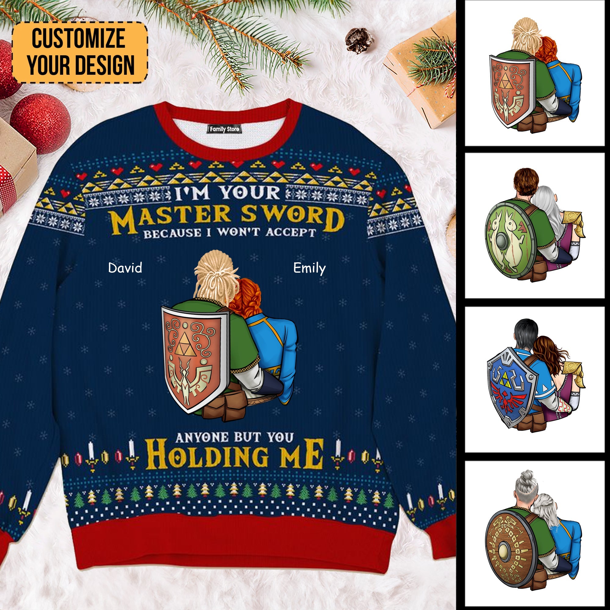 Personalized Ugly Sweater Custom Name for Couples | Anniversary Gift