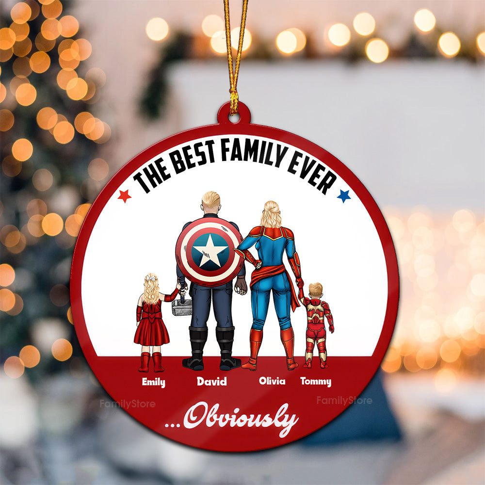 Personalized Superhero Family Wood Ornament Gift for Family