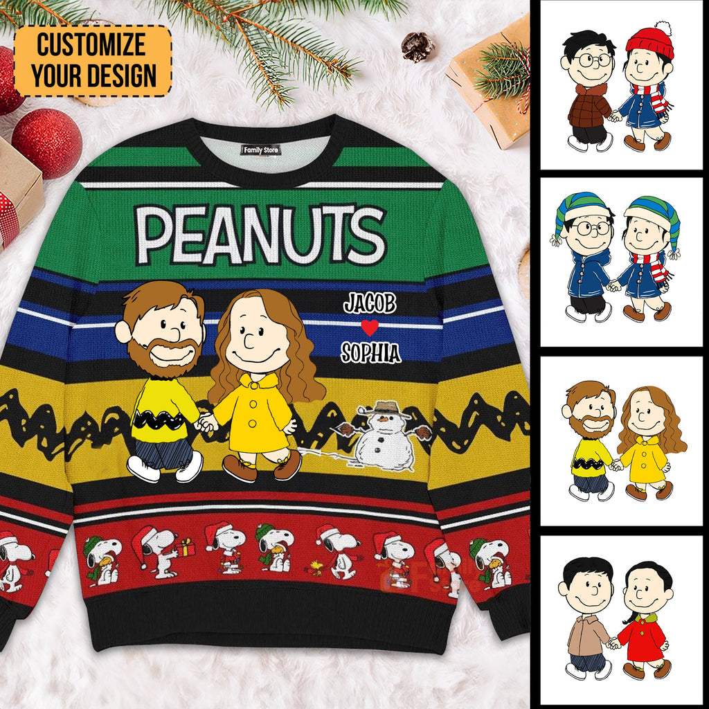 Personalized Peanuts Ugly Sweater Custom Couple Gift for Anniversary